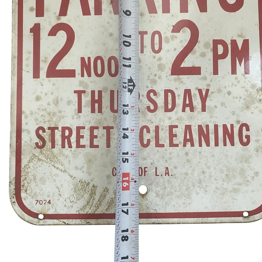 Vintage City of LA‎ No Parking Street Cleaning Sign 1960s 70s Los Angeles 12x18